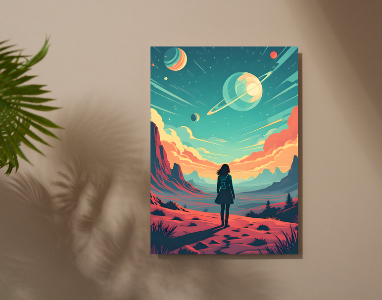 "Dreamscape Wanderer Art" -Shiny & Sturdy Metallic Poster Art That Pops & Sticks