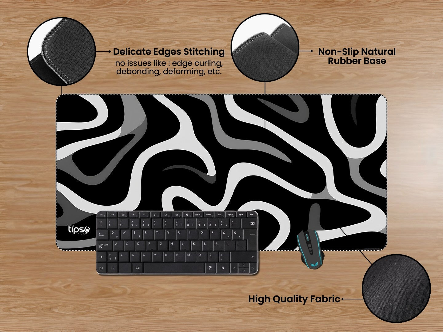 "BLACK & WHITE ABSTRACT " Gaming Mousepad Elevate Your Gaming Experience