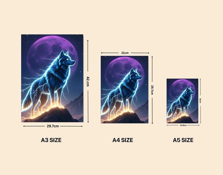 "Neon Wolf Energy" -Shiny & Sturdy Metallic Poster Art That Pops & Sticks