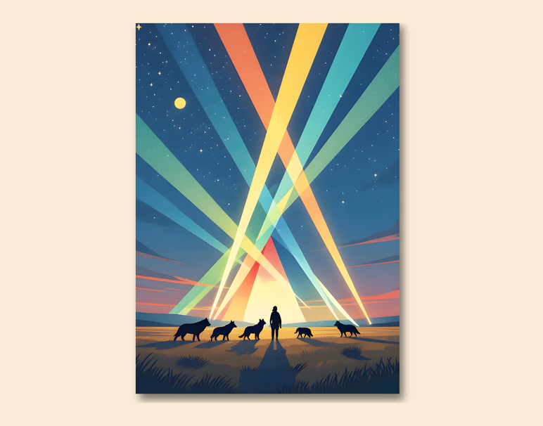 "Festival Light Beams" -Shiny & Sturdy Metallic Poster Art That Pops & Sticks