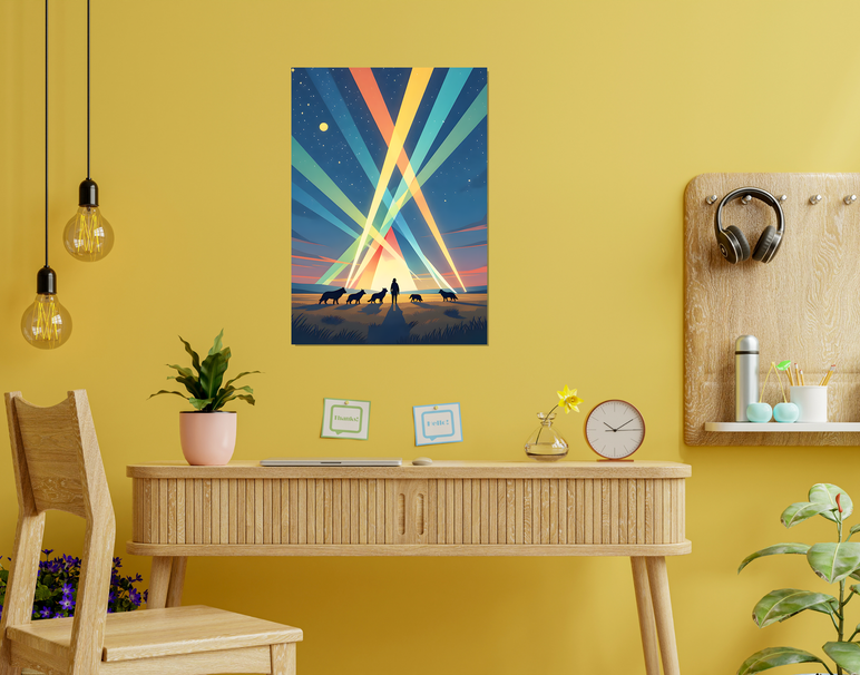 "Festival Light Beams" -Shiny & Sturdy Metallic Poster Art That Pops & Sticks