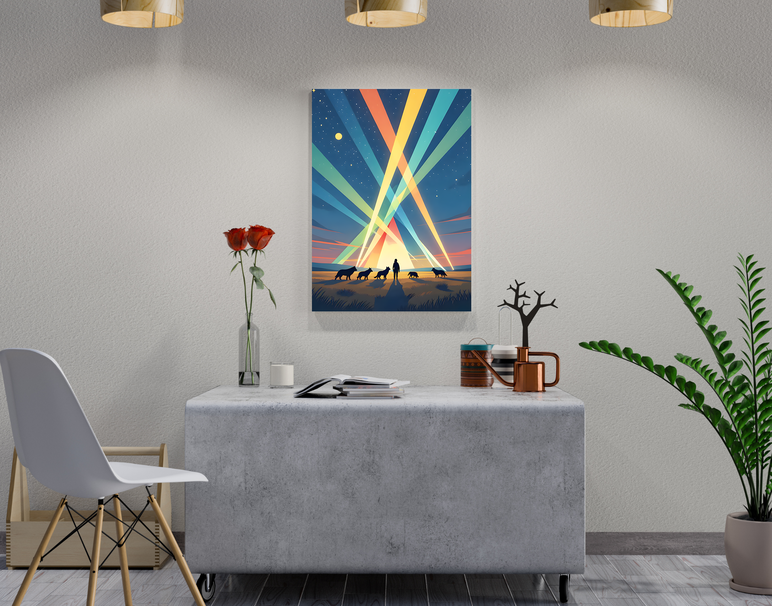 "Festival Light Beams" -Shiny & Sturdy Metallic Poster Art That Pops & Sticks