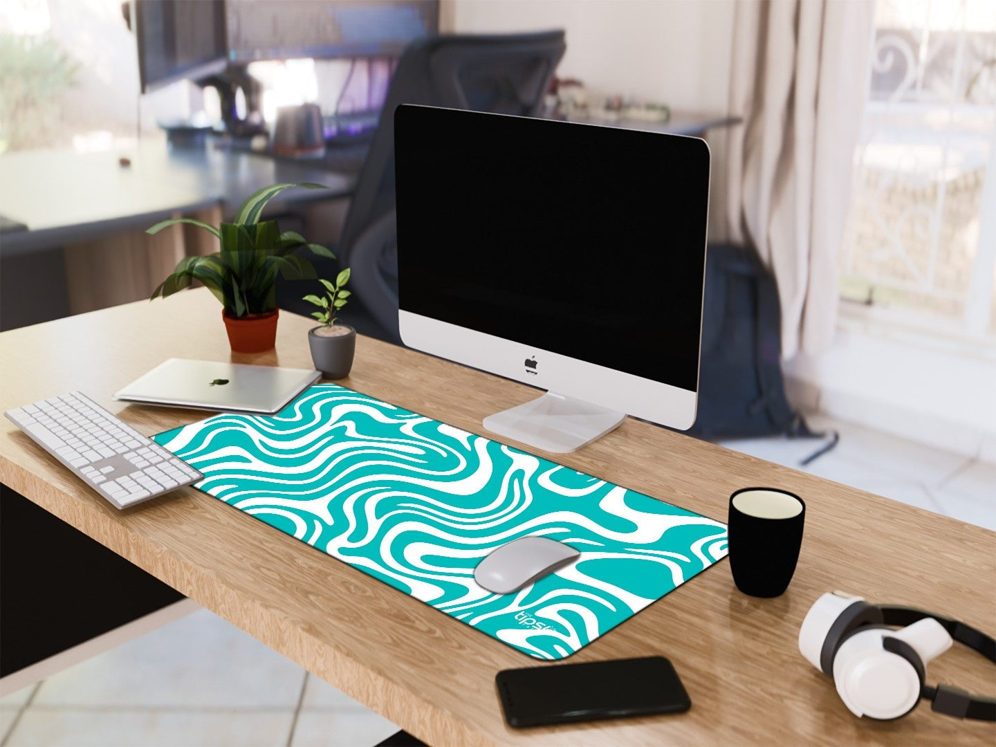 "SKY BLUE WAVE ABSTRACT" Gaming Mousepad Elevate Your Gaming Experience