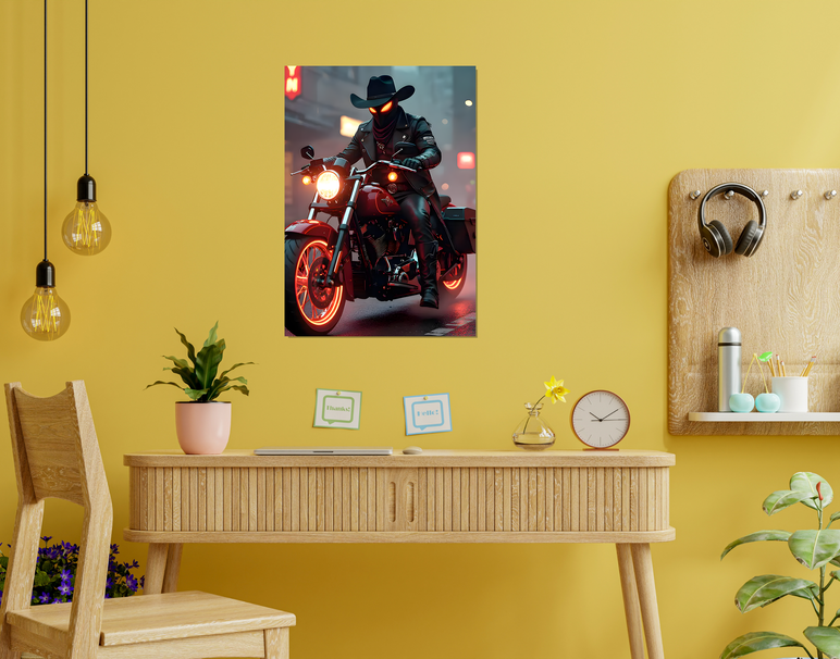 "Midnight Rider Vibes" -Shiny & Sturdy Metallic Poster Art That Pops & Sticks