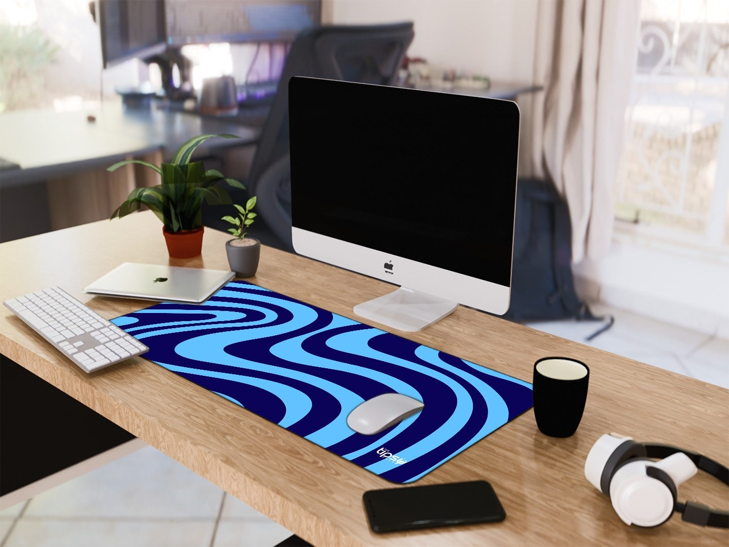 "DARK BLUE WAVE ABSTRACT" Gaming Mousepad Elevate Your Gaming Experience