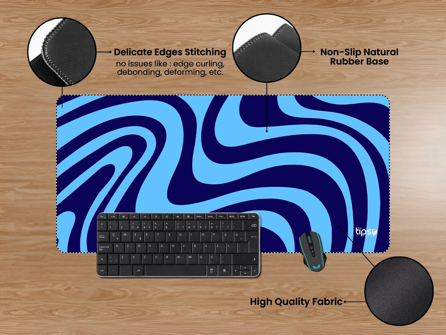 "DARK BLUE WAVE ABSTRACT" Gaming Mousepad Elevate Your Gaming Experience