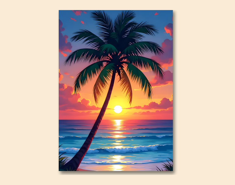 "Island Sunset Vibes" -Shiny & Sturdy Metallic Poster Art That Pops & Sticks