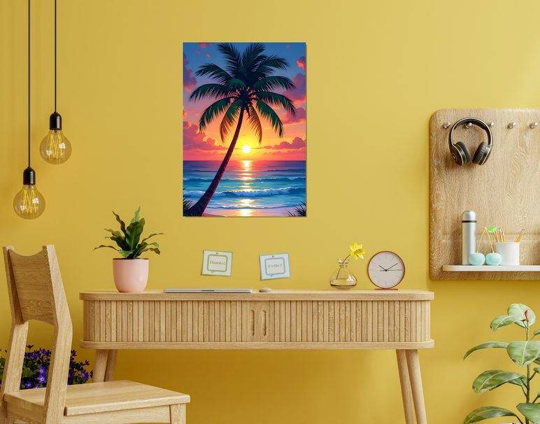 "Island Sunset Vibes" -Shiny & Sturdy Metallic Poster Art That Pops & Sticks