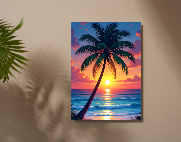 "Island Sunset Vibes" -Shiny & Sturdy Metallic Poster Art That Pops & Sticks