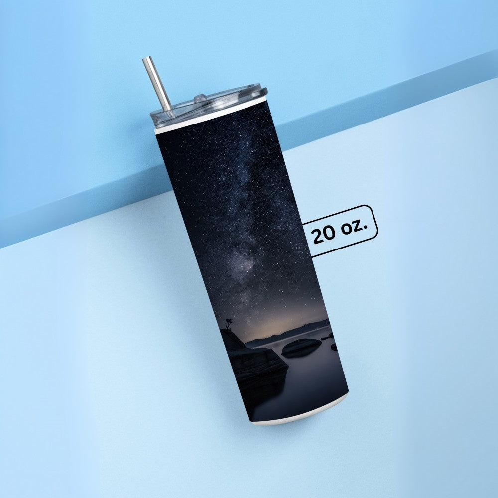 "Bonsai Rock- Milky Way" Tumbler with Metal Straw