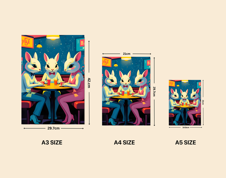 "Bunny Night Out" -Shiny & Sturdy Metallic Poster Art That Pops & Sticks