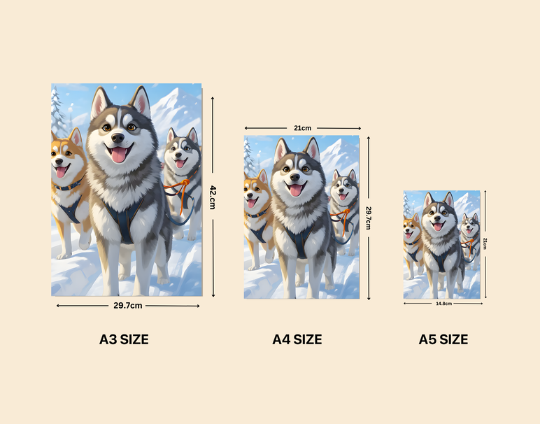 "Snow Dog Squad" -Shiny & Sturdy Metallic Poster Art That Pops & Sticks