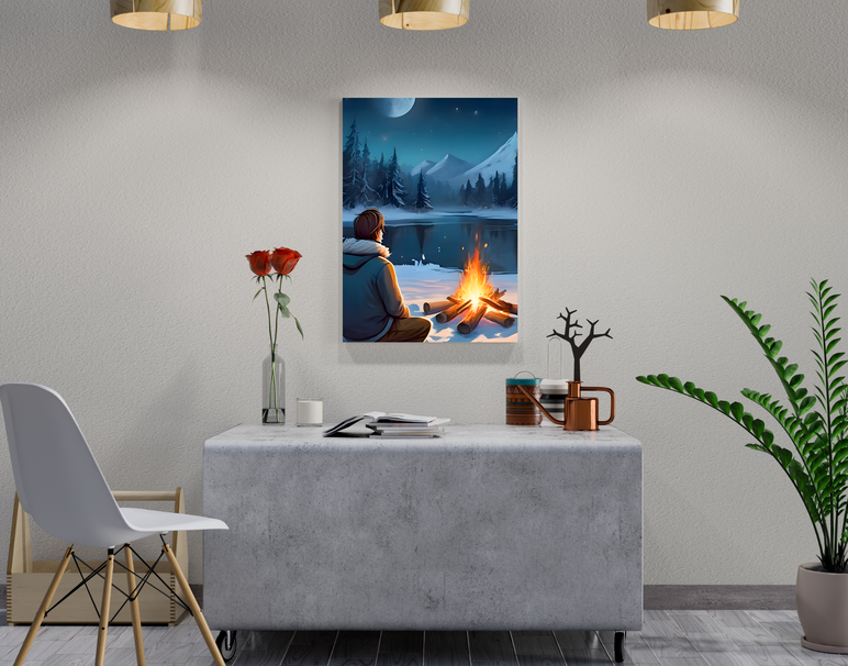 "Anime Campfire Calm" -Shiny & Sturdy Metallic Poster Art That Pops & Sticks