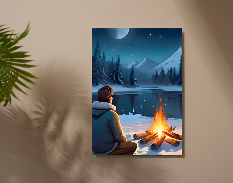 "Anime Campfire Calm" -Shiny & Sturdy Metallic Poster Art That Pops & Sticks