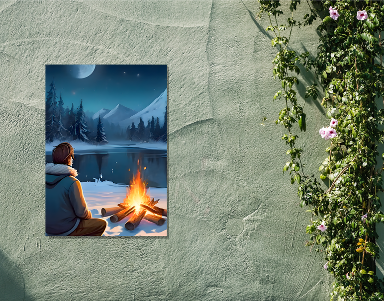 "Anime Campfire Calm" -Shiny & Sturdy Metallic Poster Art That Pops & Sticks