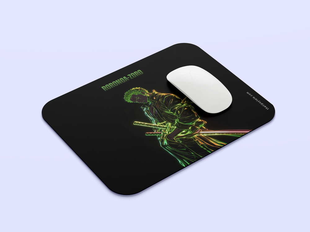 "RORONOA ZORO NEON" Mousepad Enhance Your Workspace with Style