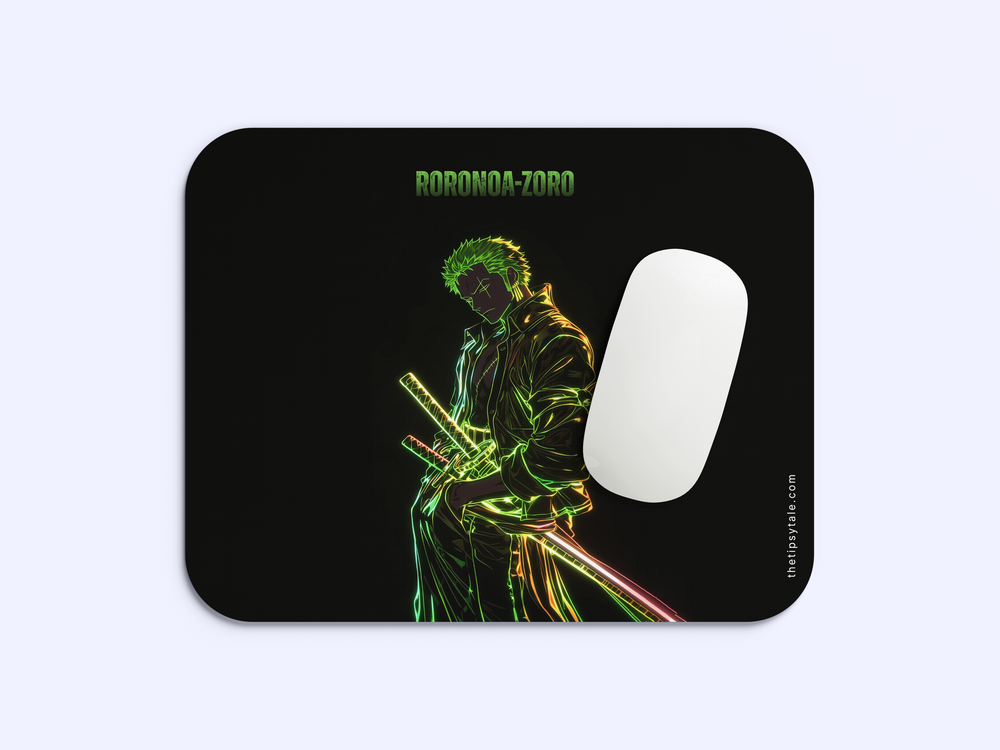 "RORONOA ZORO NEON" Mousepad Enhance Your Workspace with Style