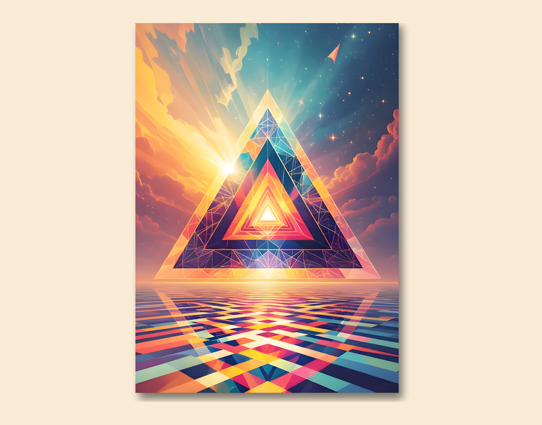 "Trippy Triangle Flow" -Shiny & Sturdy Metallic Poster Art That Pops & Sticks