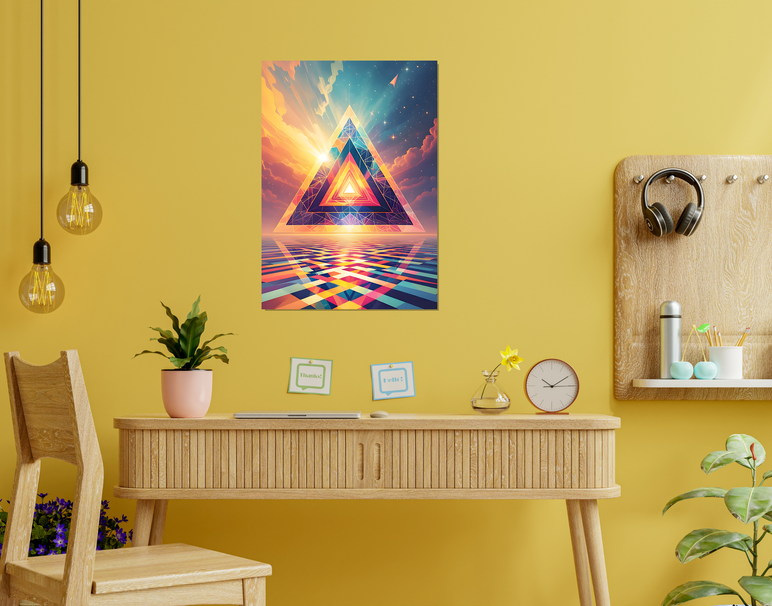 "Trippy Triangle Flow" -Shiny & Sturdy Metallic Poster Art That Pops & Sticks