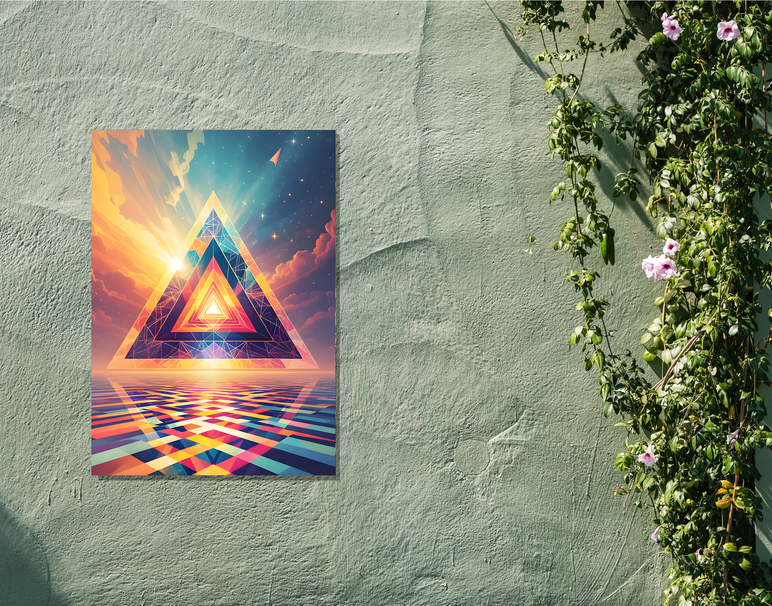 "Trippy Triangle Flow" -Shiny & Sturdy Metallic Poster Art That Pops & Sticks