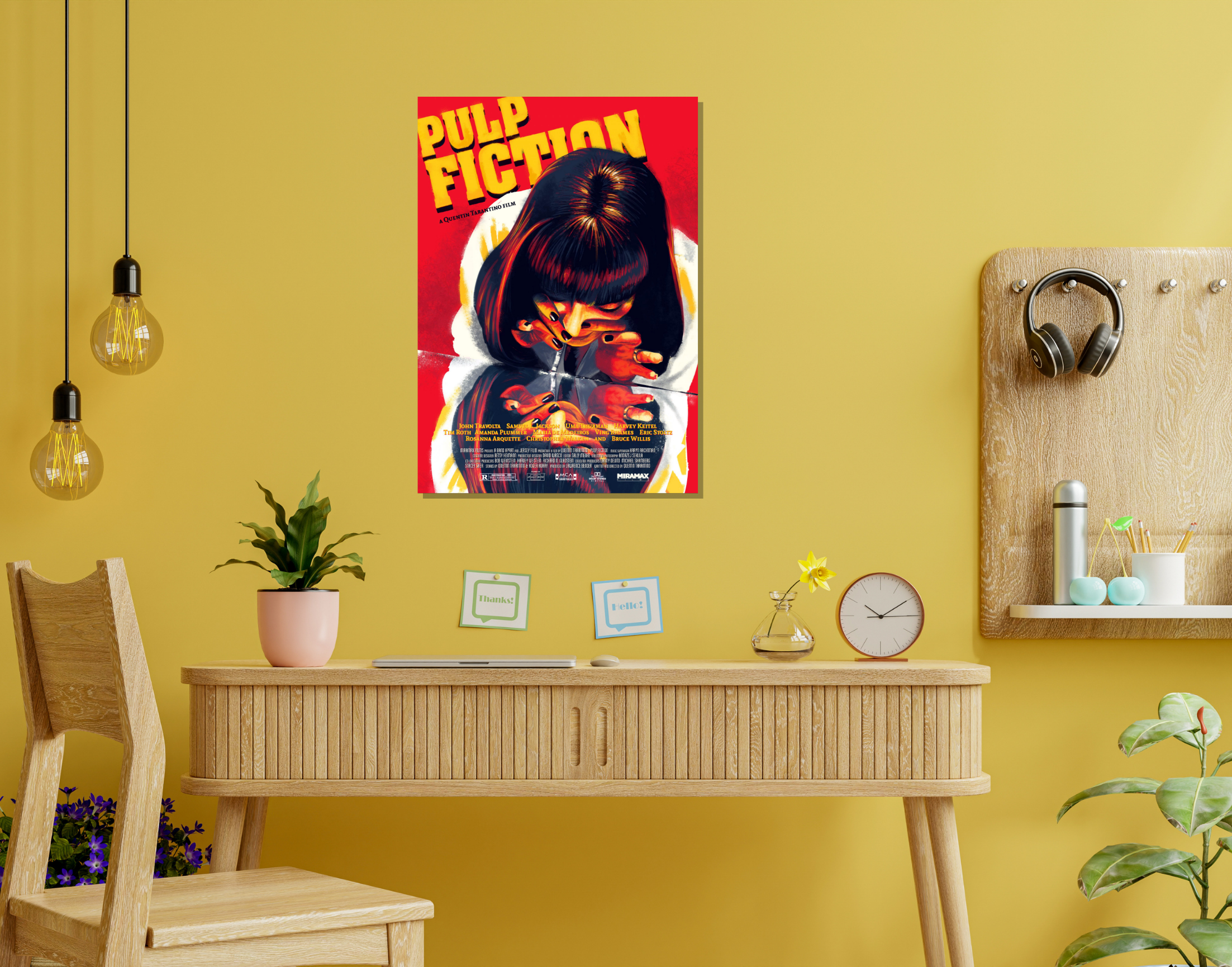 "PULP FICTION:MIA WALLACE-PULP FICTION"- Shiny & Sturdy Metallic Poster  Art That Pops & Sticks (Literally!)