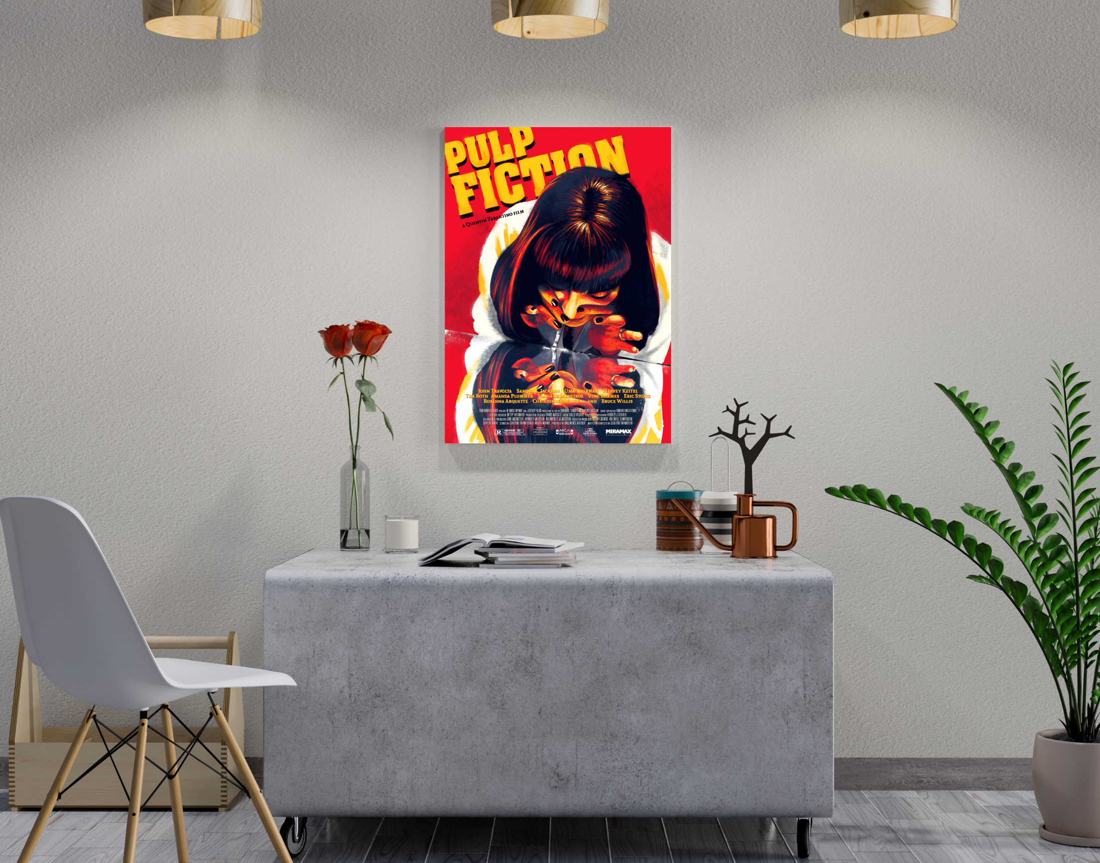 "PULP FICTION:MIA WALLACE-PULP FICTION"- Shiny & Sturdy Metallic Poster  Art That Pops & Sticks (Literally!)