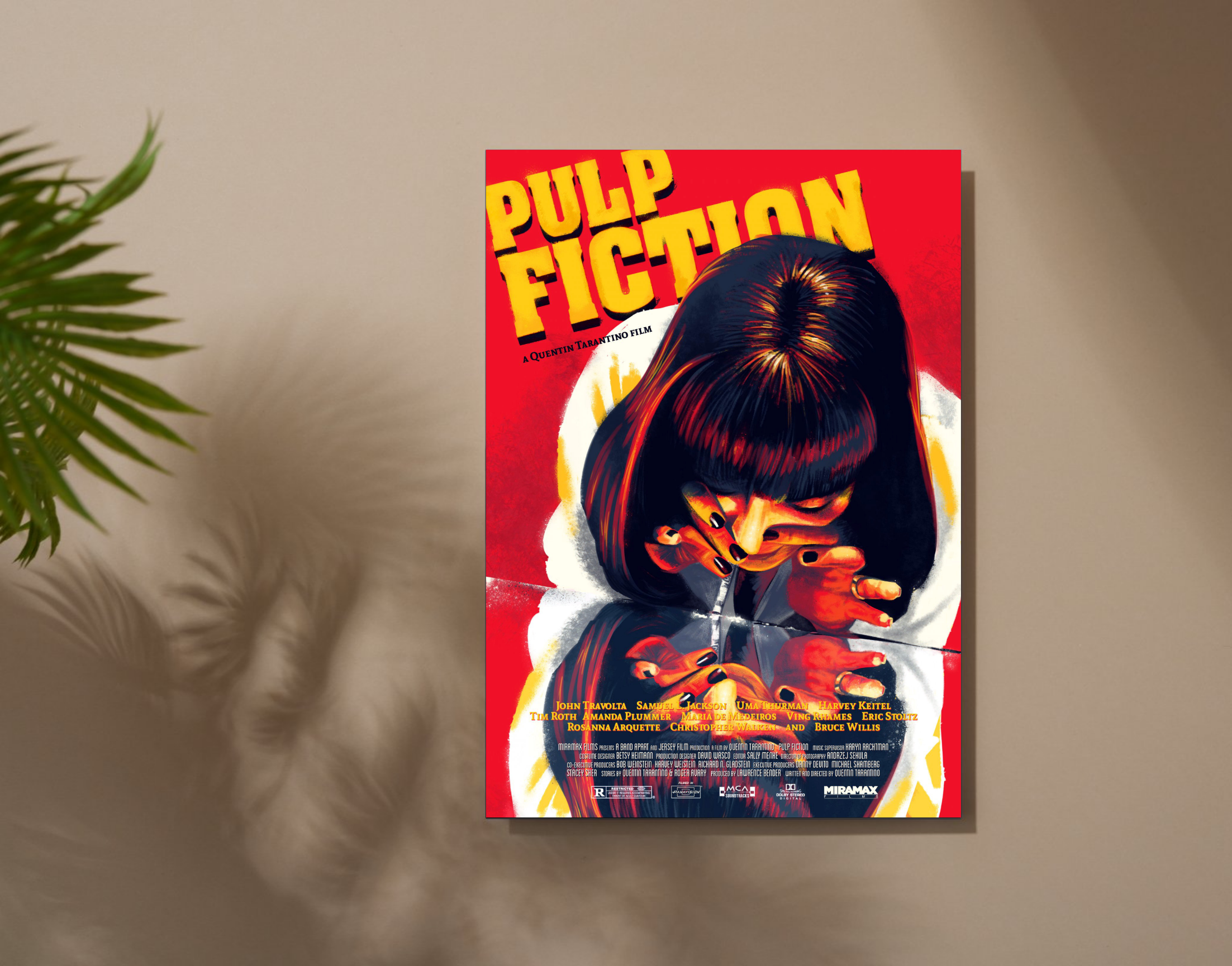"PULP FICTION:MIA WALLACE-PULP FICTION"- Shiny & Sturdy Metallic Poster  Art That Pops & Sticks (Literally!)