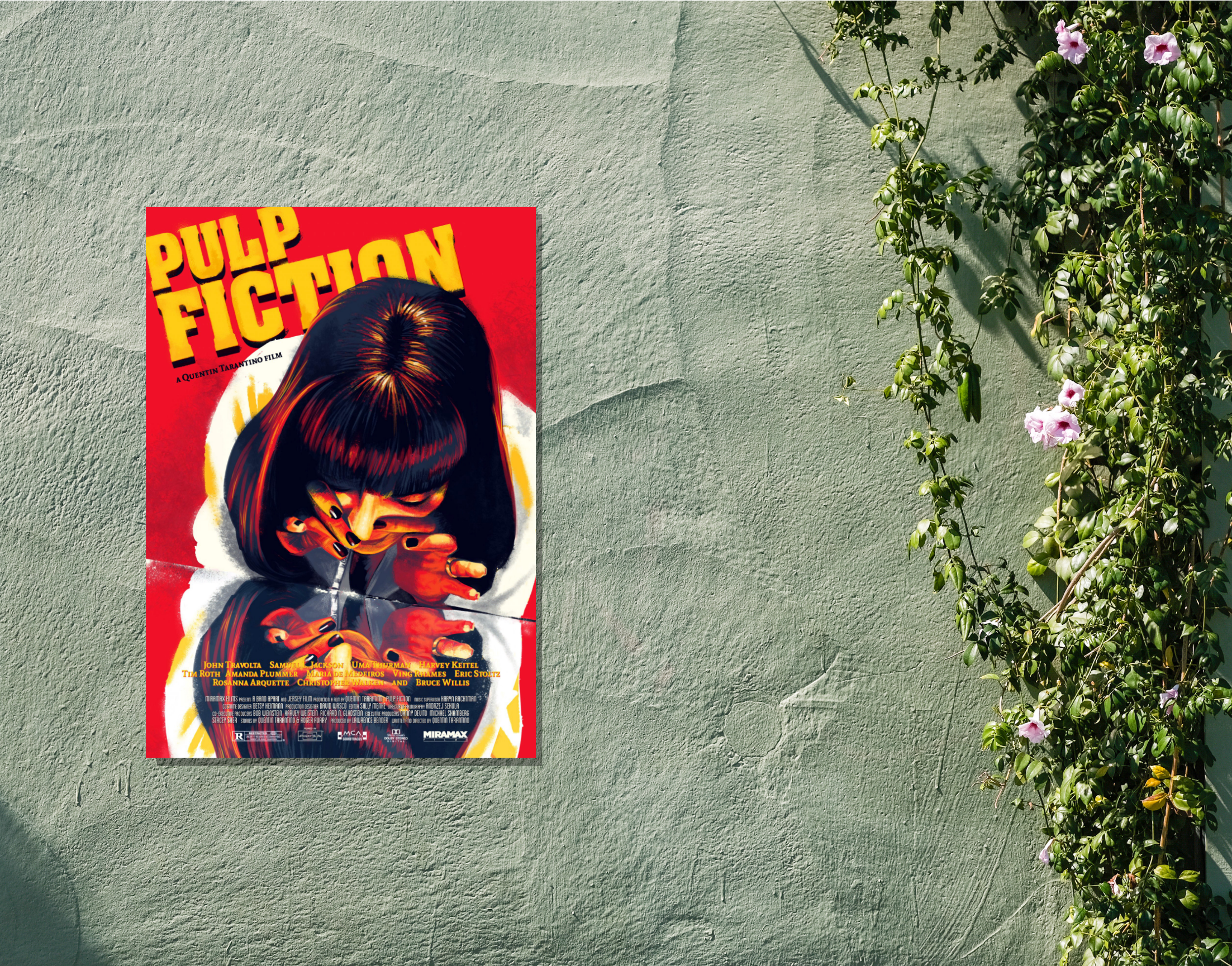 "PULP FICTION:MIA WALLACE-PULP FICTION"- Shiny & Sturdy Metallic Poster  Art That Pops & Sticks (Literally!)