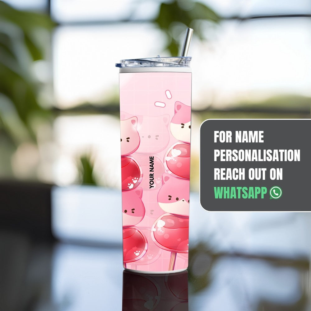 "KAWAII CANDY PINK" Tumbler with Metal Straw