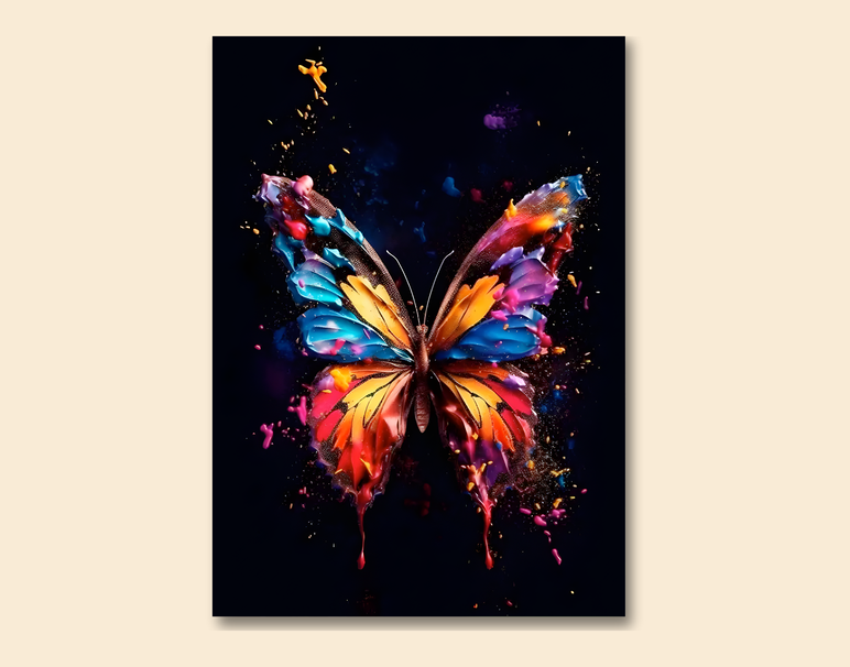 "Neon Butterfly Art" -Shiny & Sturdy Metallic Poster Art That Pops & Sticks