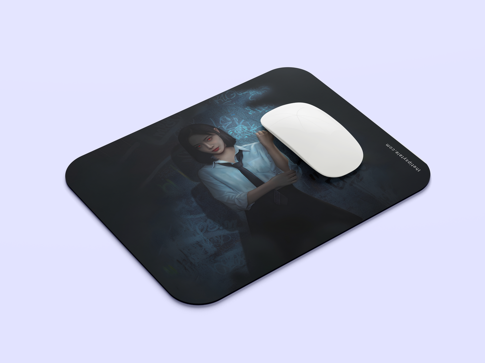 "DARK ANIME GIRL THE DEMON BEHIND THE UNIFORM " Mousepad Enhance Your Workspace with Style