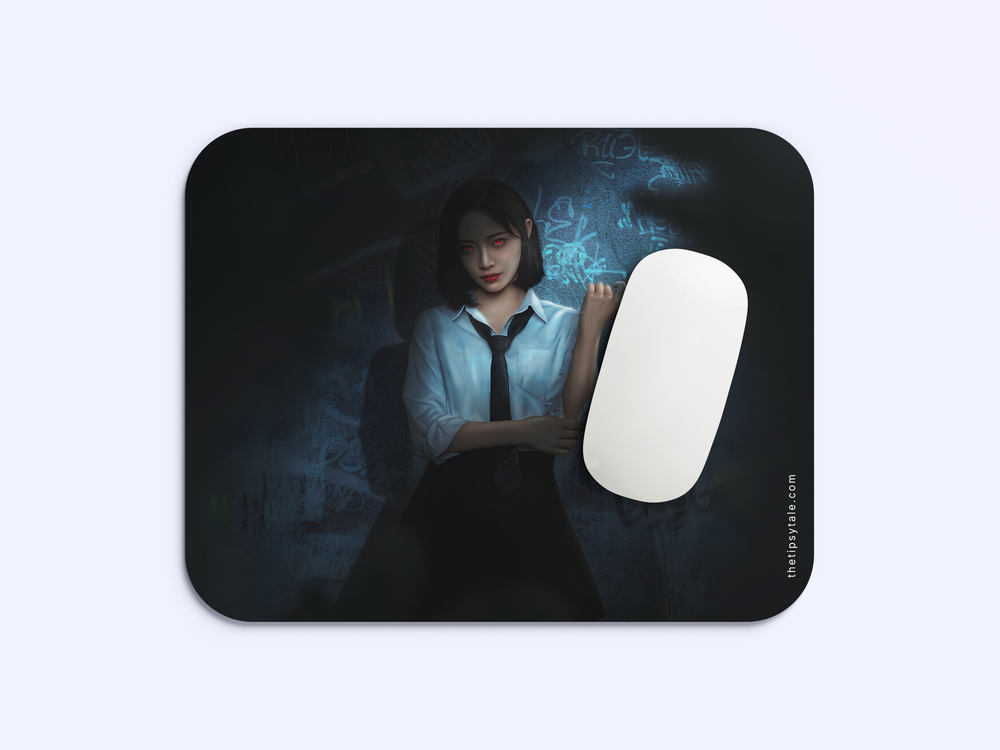 "DARK ANIME GIRL THE DEMON BEHIND THE UNIFORM " Mousepad Enhance Your Workspace with Style