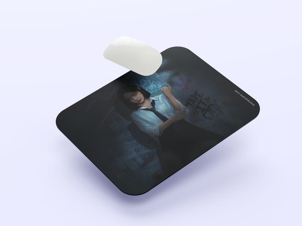 "DARK ANIME GIRL THE DEMON BEHIND THE UNIFORM " Mousepad Enhance Your Workspace with Style
