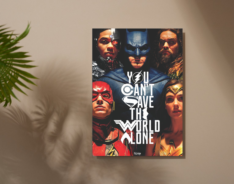 "JUSTICE LEAGUE" -Shiny & Sturdy Metallic Poster Art That Pops & Sticks