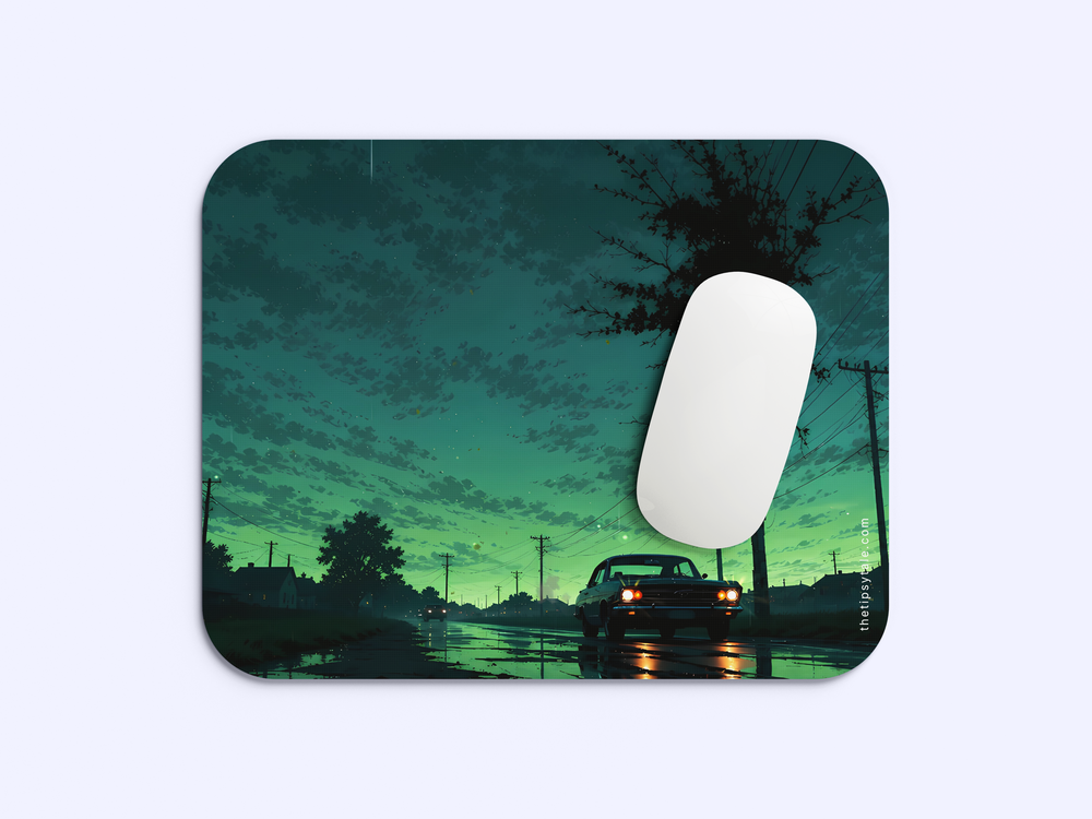 "GREEN NIGHT CAR" Mousepad Enhance Your Workspace with Style