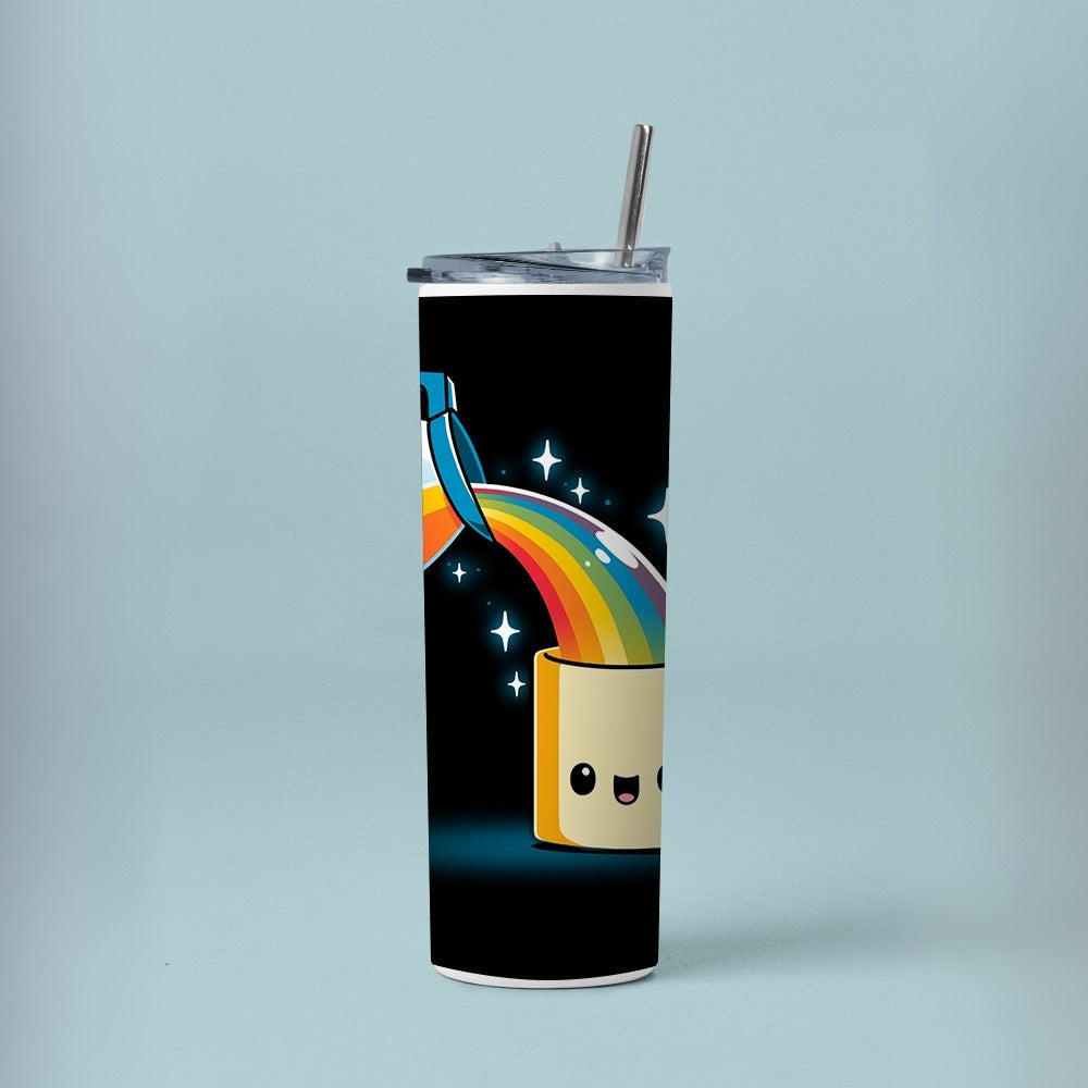 "Rainbow Coffee - Happy Life" Tumbler with Metal Straw