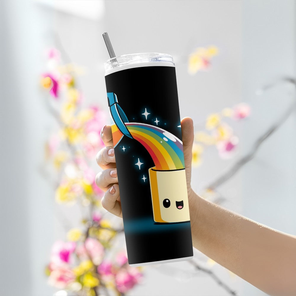 "Rainbow Coffee - Happy Life" Tumbler with Metal Straw