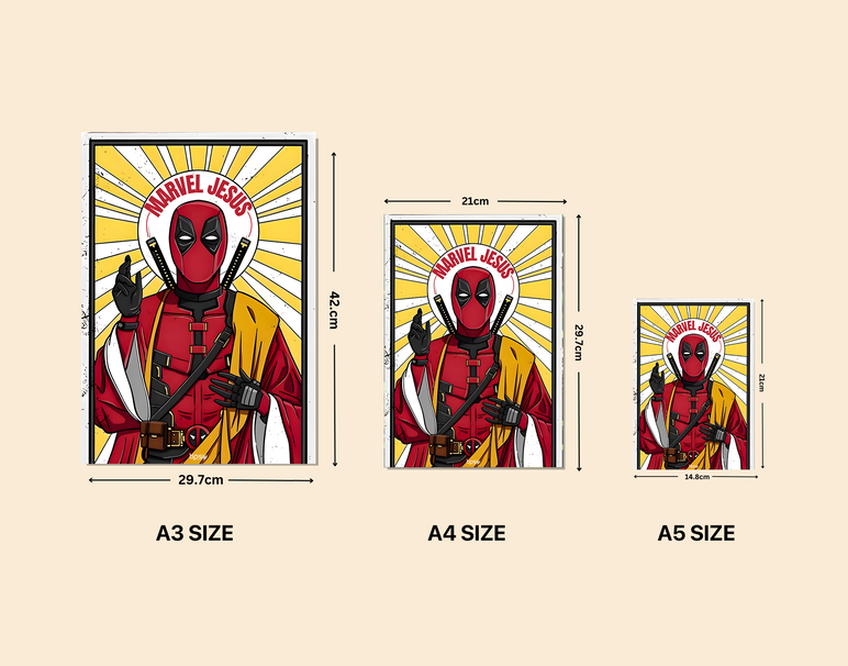 "MARVEL JESUS - DEADPOOL" -Shiny & Sturdy Metallic Poster Art That Pops & Sticks