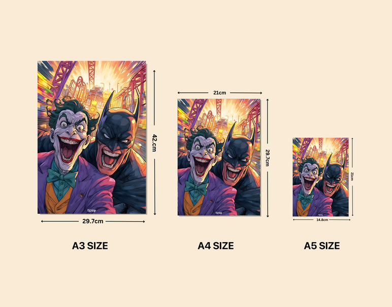 "VIBRANT BATMAN & JOKER" -Shiny & Sturdy Metallic Poster Art That Pops & Sticks