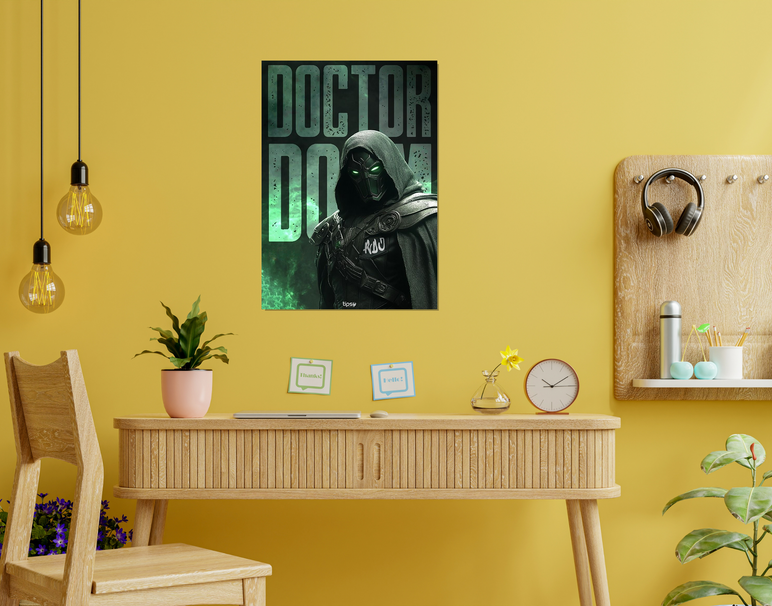 "RDJ AS DR. DOOM" -Shiny & Sturdy Metallic Poster Art That Pops & Sticks