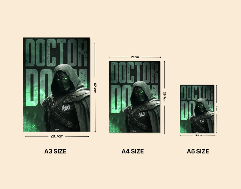 "RDJ AS DR. DOOM" -Shiny & Sturdy Metallic Poster Art That Pops & Sticks