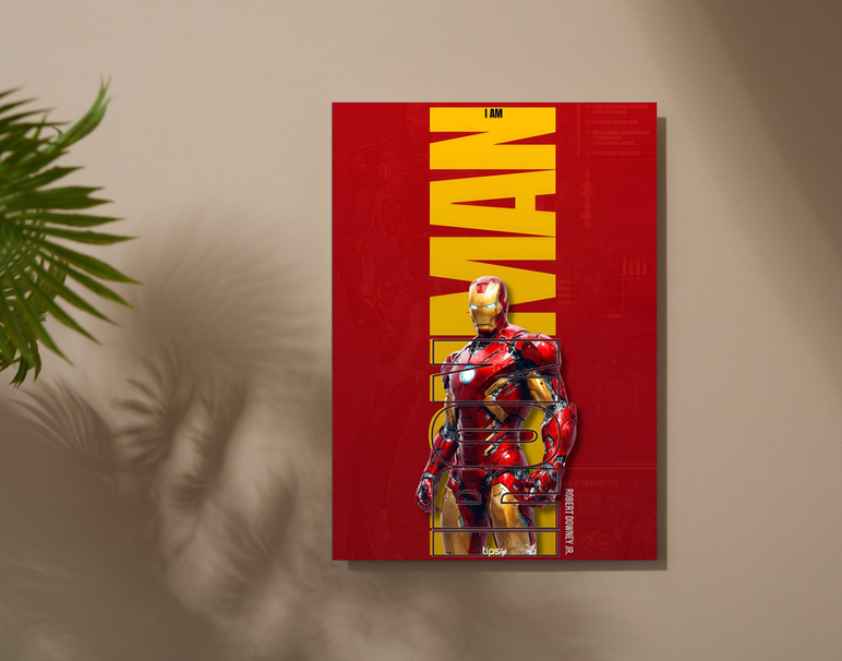 "RDJ AS IRONMAN" -Shiny & Sturdy Metallic Poster Art That Pops & Sticks