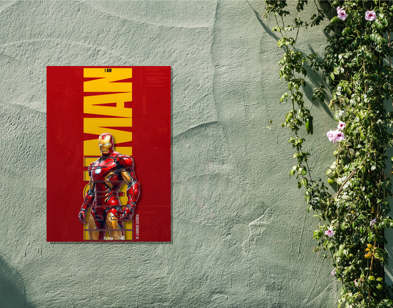 "RDJ AS IRONMAN" -Shiny & Sturdy Metallic Poster Art That Pops & Sticks