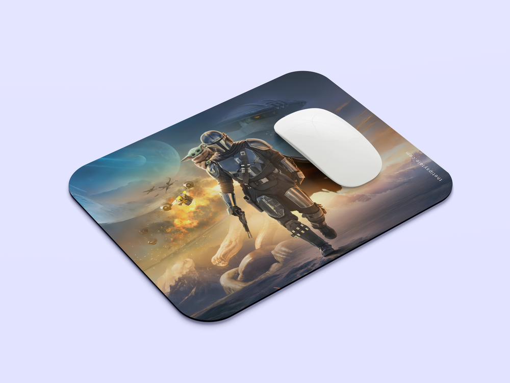 "STAR WARS THE MANDALORIAN AND GROGU CHINESE POSTER" Mousepad Enhance Your Workspace with Style
