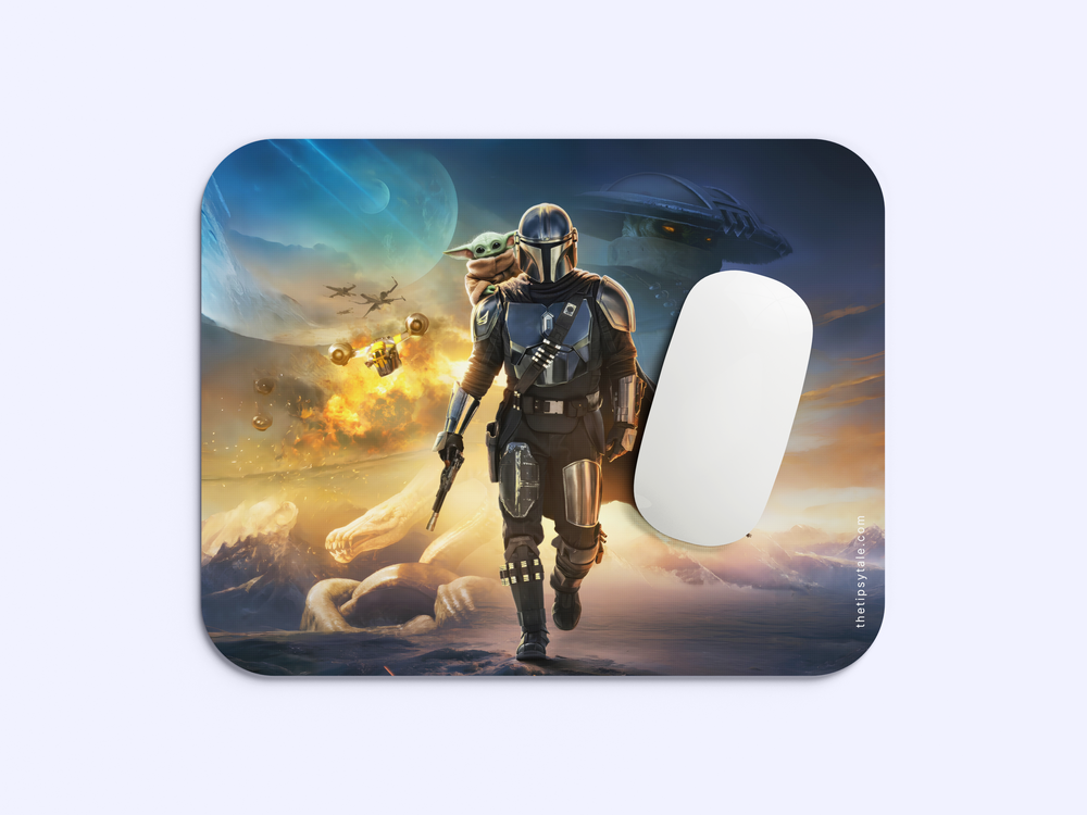 "STAR WARS THE MANDALORIAN AND GROGU CHINESE POSTER" Mousepad Enhance Your Workspace with Style