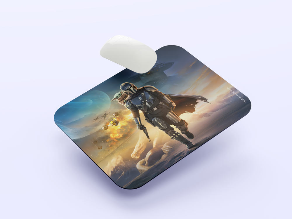 "STAR WARS THE MANDALORIAN AND GROGU CHINESE POSTER" Mousepad Enhance Your Workspace with Style