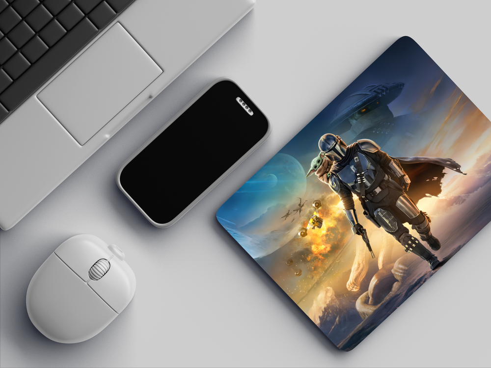"STAR WARS THE MANDALORIAN AND GROGU CHINESE POSTER" Mousepad Enhance Your Workspace with Style