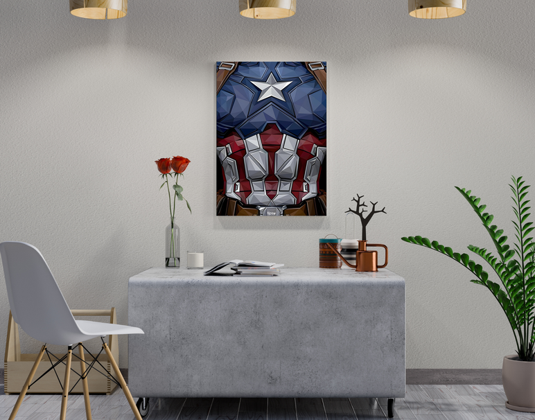 "CAPTAIN AMERICA SUIT" -Shiny & Sturdy Metallic Poster Art That Pops & Sticks