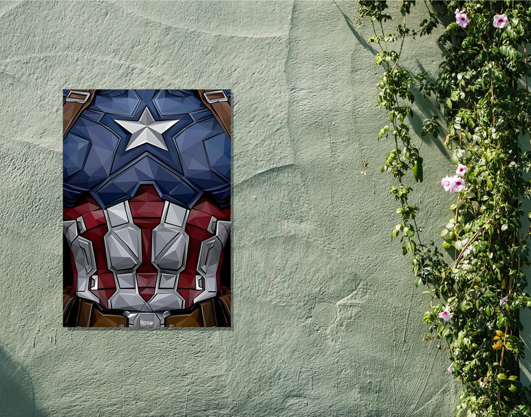 "CAPTAIN AMERICA SUIT" -Shiny & Sturdy Metallic Poster Art That Pops & Sticks