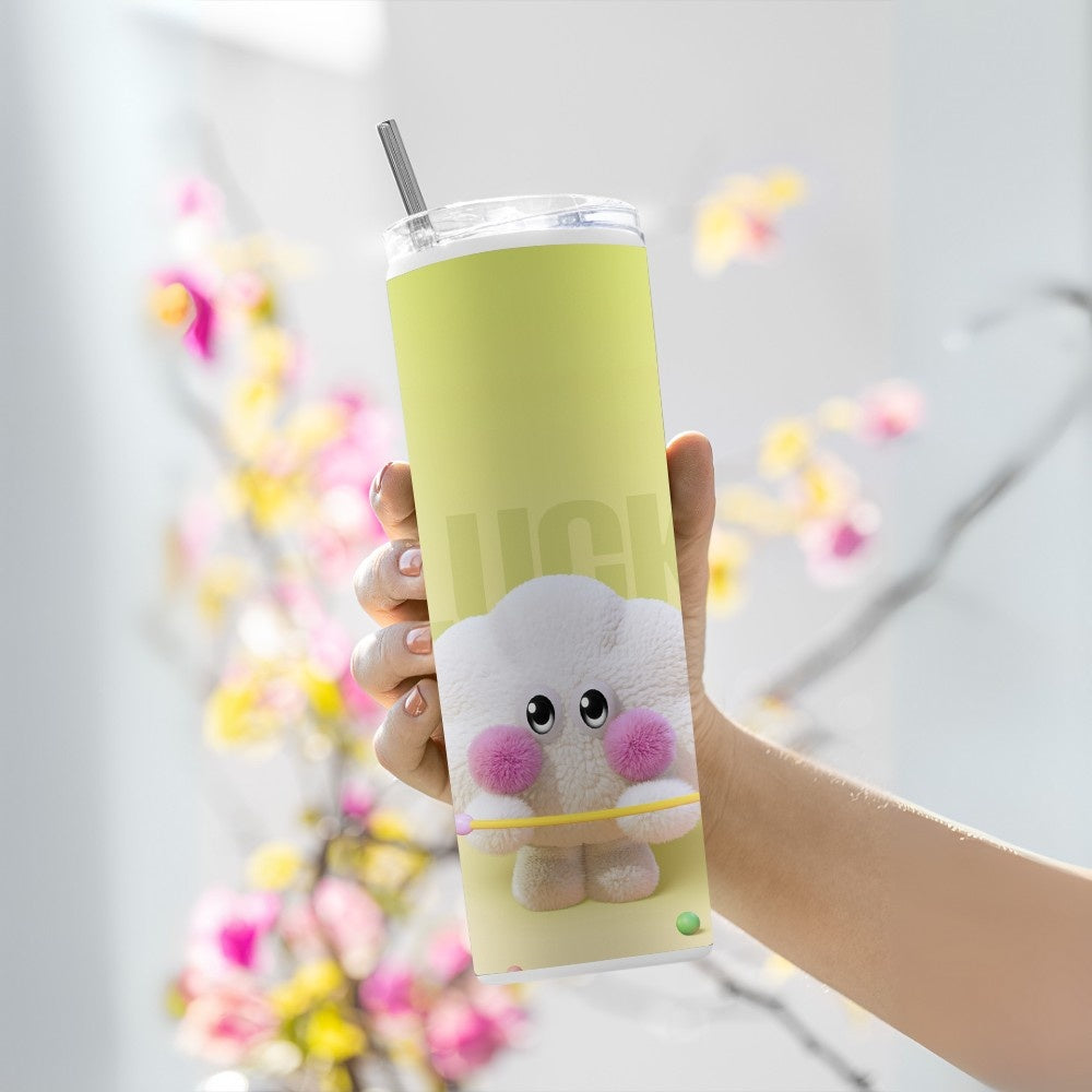 "Fluffy White: Honor Magic Mobile" Tumbler with Metal Straw